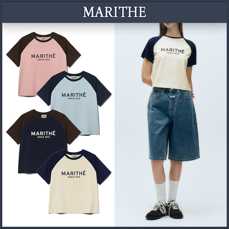 【MARITHE】★関税込★レギュラーロゴラグランクロップTシャツ