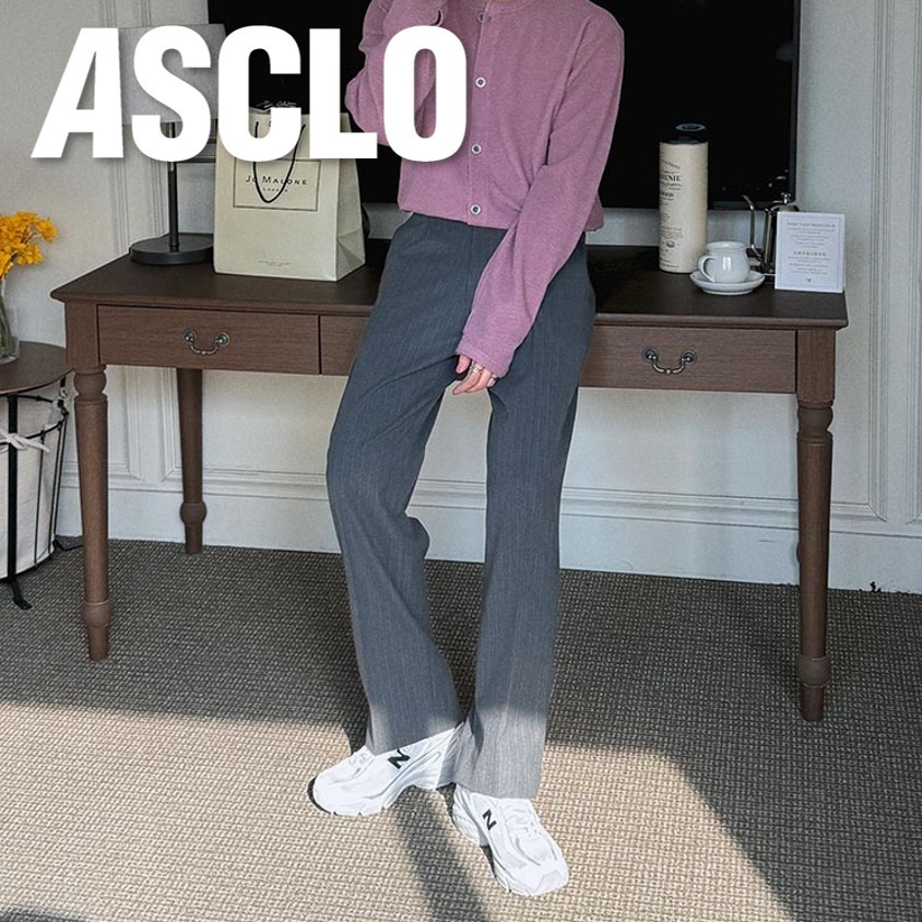 スラックス ASCLO Paris Lettering Stripe Slacks (2color)