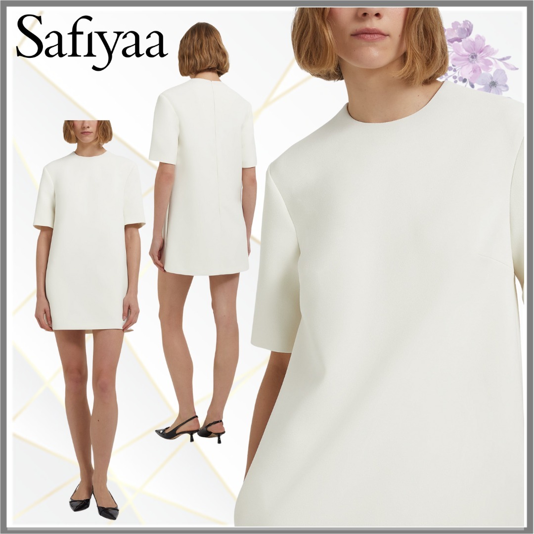 【Safiyaa】アイボリーのリプリーショートドレス