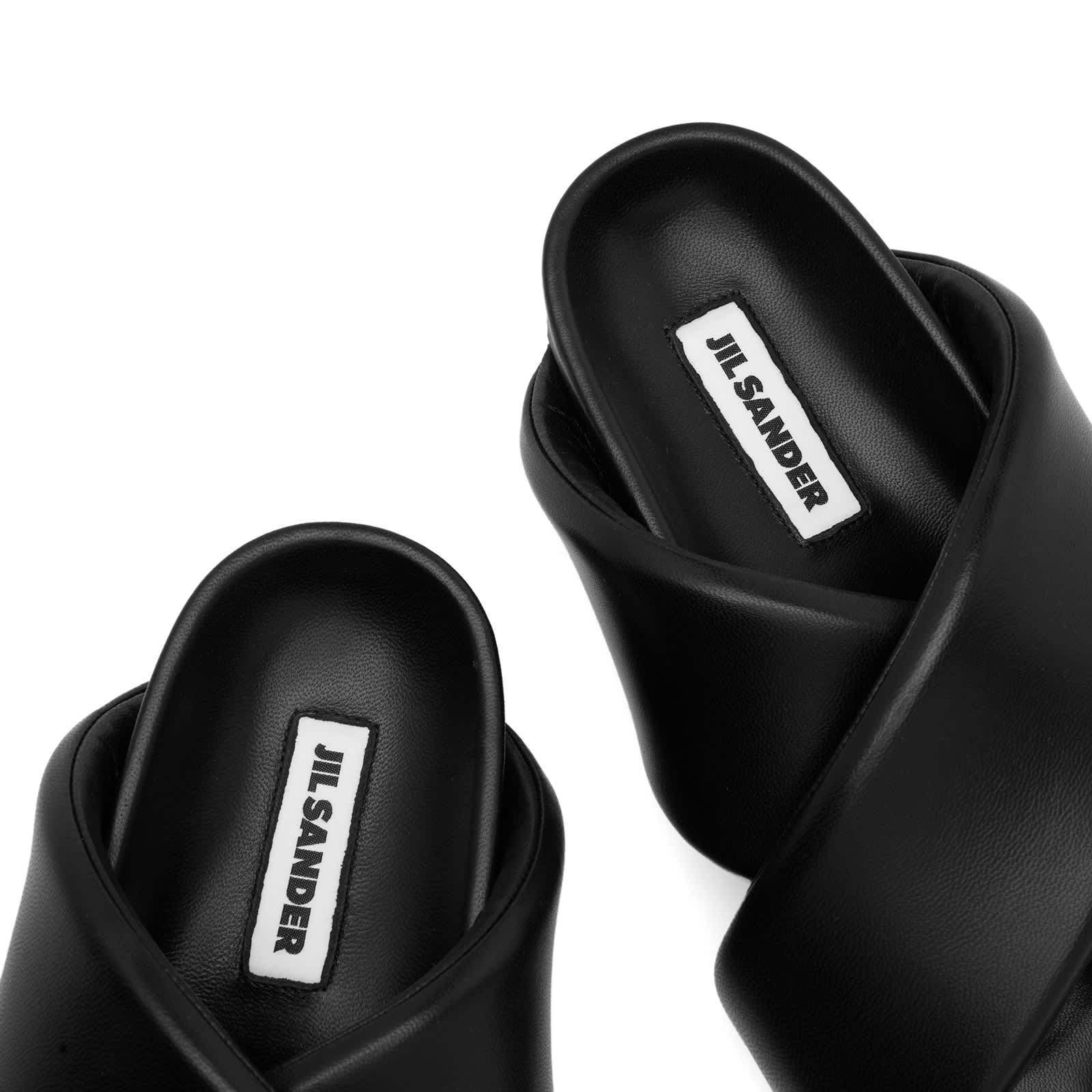 【JIL SANDER】ロゴ レザー サンダル ブラック＊関税/送料込み Jil Sander プラットフォーム レザーサンダル | ブラック