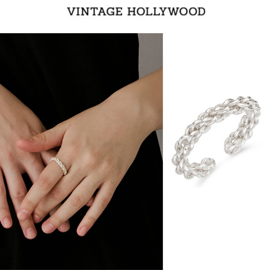 [韓国人気ジュエリー] [925 Silver] Knot Chain Ring