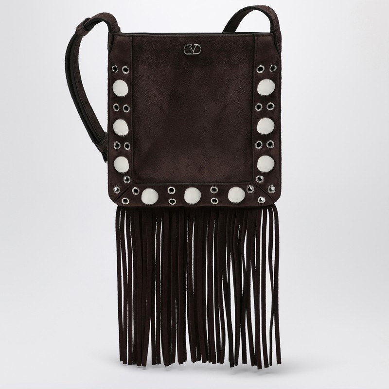 バッグ・カバンその他 Valentino Garavani Nellcote brown suede bag with fringes and