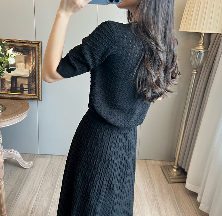 半袖 ロング スカート レトロ ワンピース フレンチ