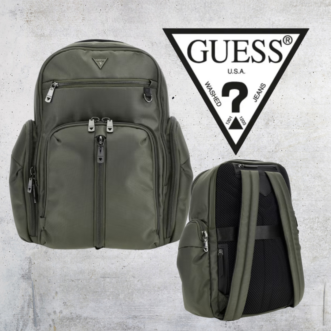残りわずかGUESSメンズ PC収納 多機能ナイロン バックパック