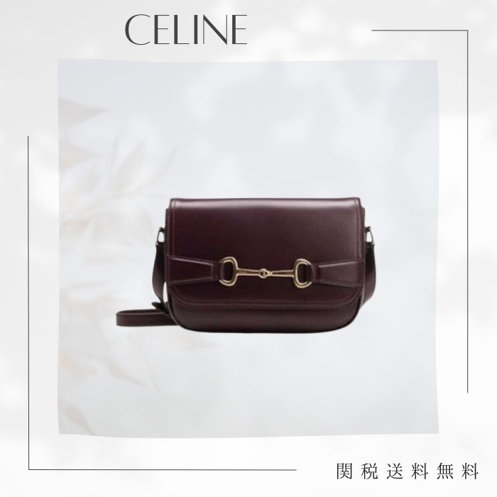 CELINE セリーヌ ブラウン レザー ショルダーバッグ
