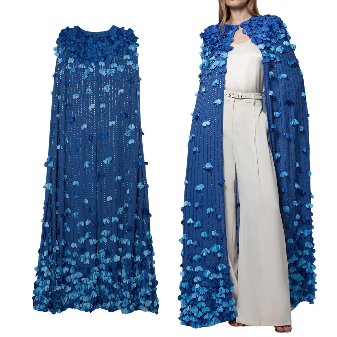 KAREN MILLEN 日本未入荷 マキシケープ クリスタル 花 フレア KAREN MILLEN 日本未入荷 マキシケープ クリスタル 花 フレア