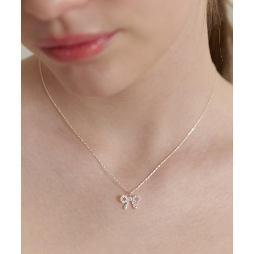 ★TATIANA★ Silver 925 Cubic Ring Ribbon Necklace NZ2176