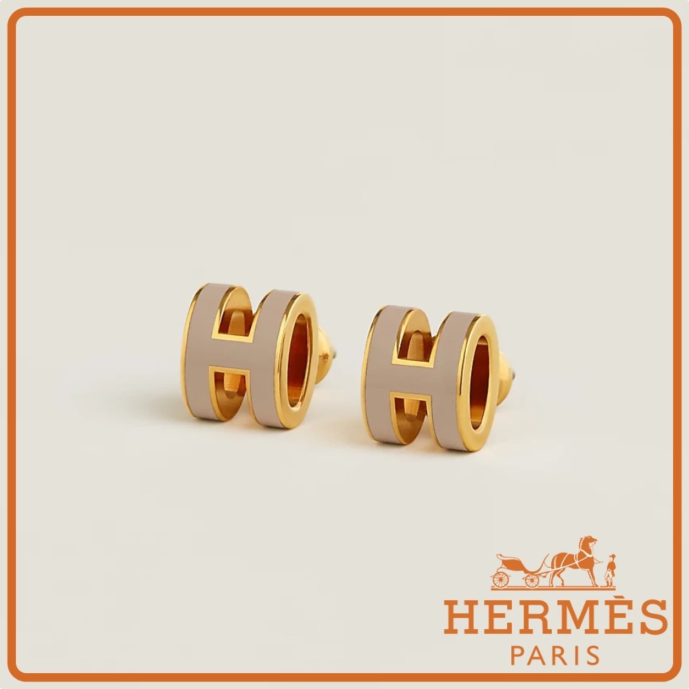 【HERMES】Marron Glace×Gold☆ピアス Mini Pop H 送料込