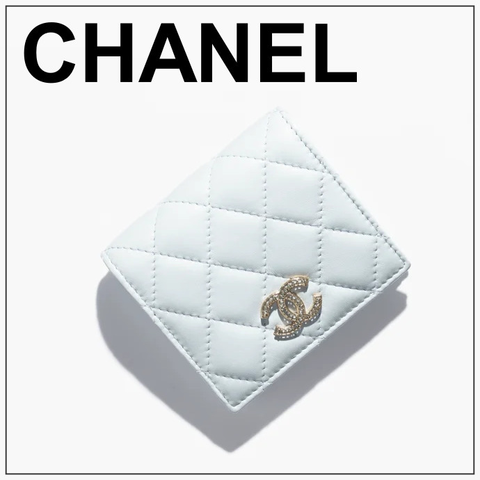 《裏生地まで可愛い25s》CHANELフラップウォレット ブルー