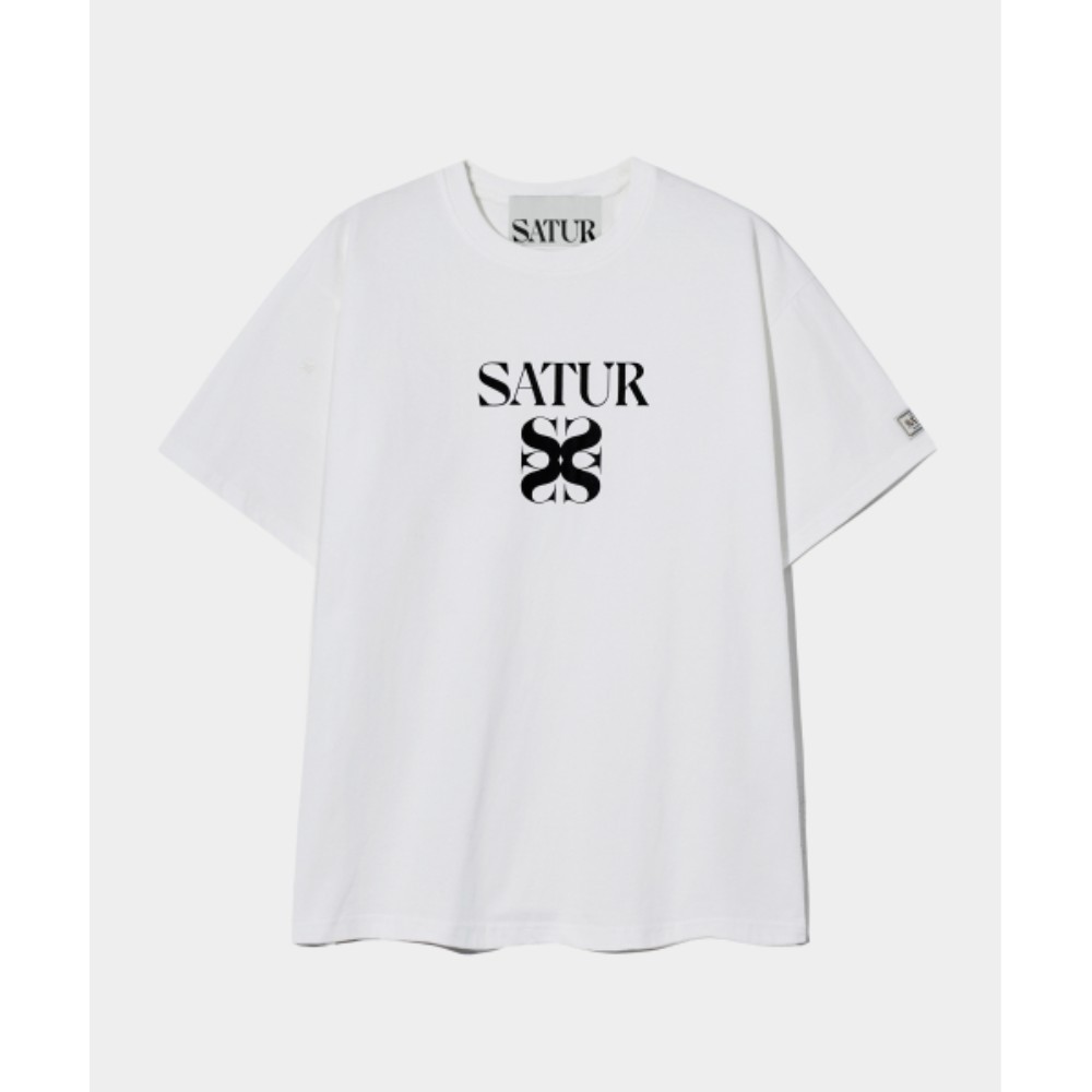 ★SATUR★ Classic Logo Short Sleeve T-Shirt Clean White