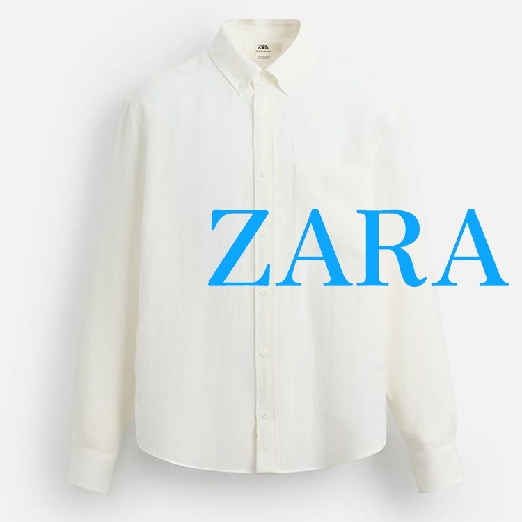 【ZARA】限定版 100% リネンシャツ ホワイト | 4443/300/250