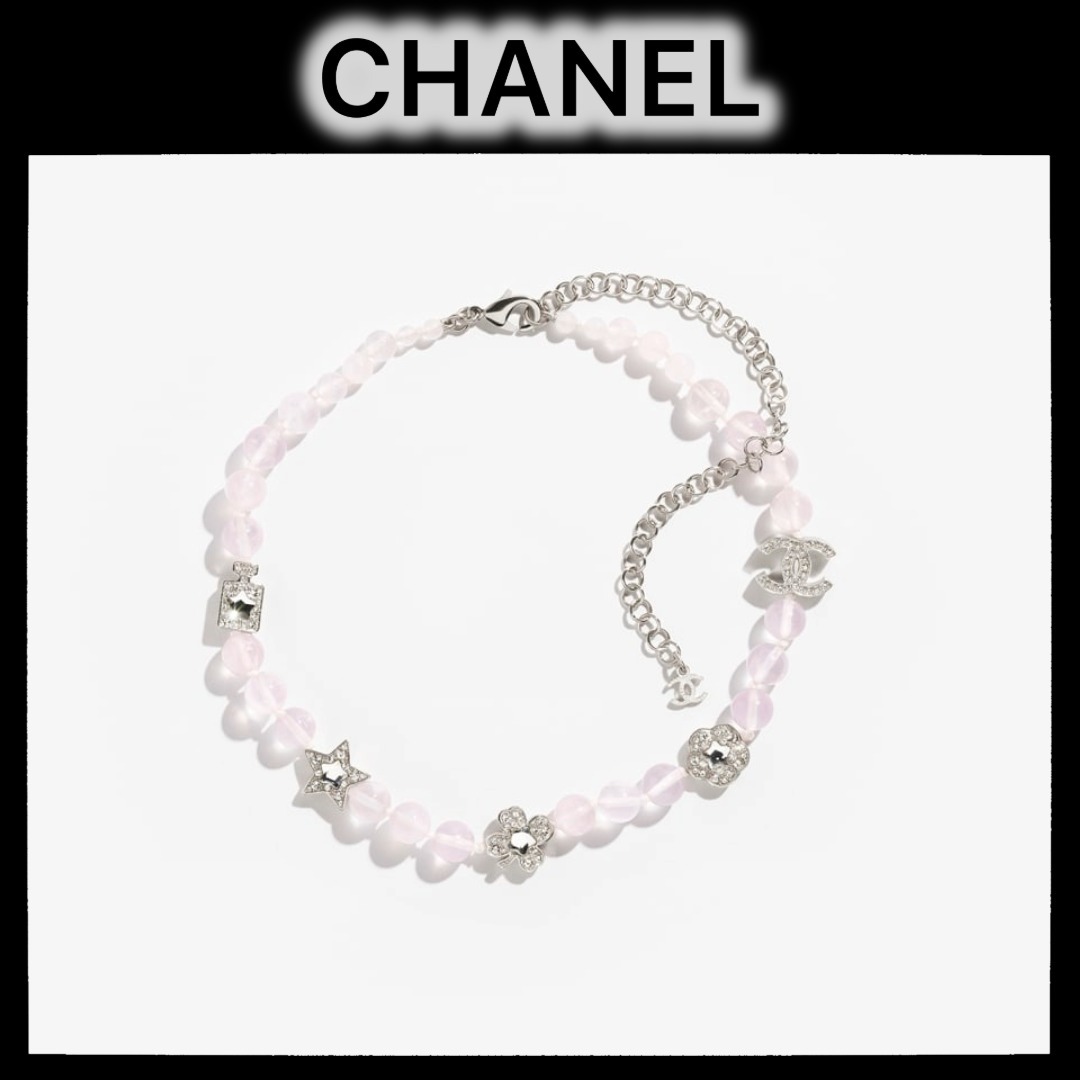 ★ライトピンクにシルバーが輝く★CHANEL ネックレス
