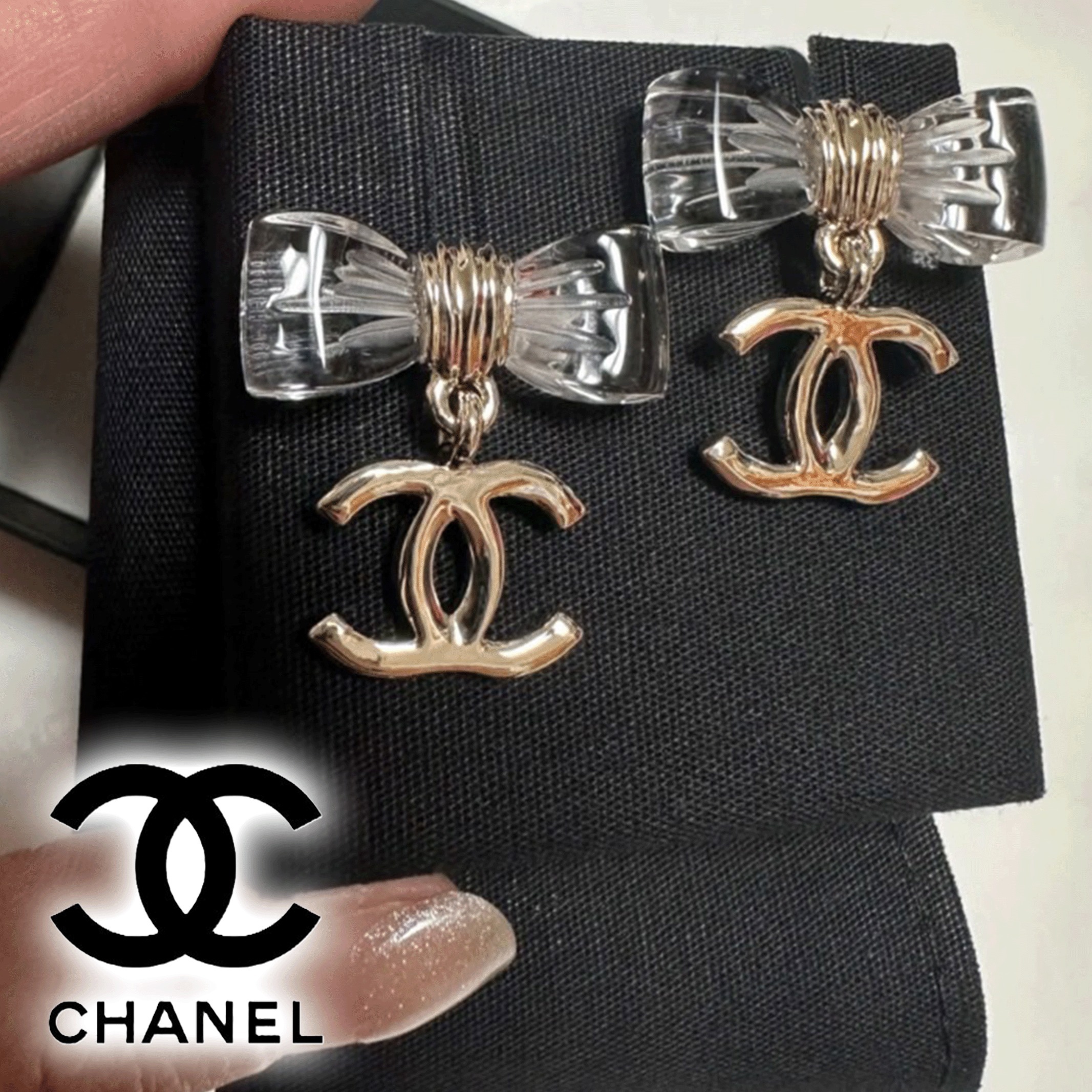 揺れるCCロゴとリボンモチーフが可愛い♪【CHANEL】ピアス