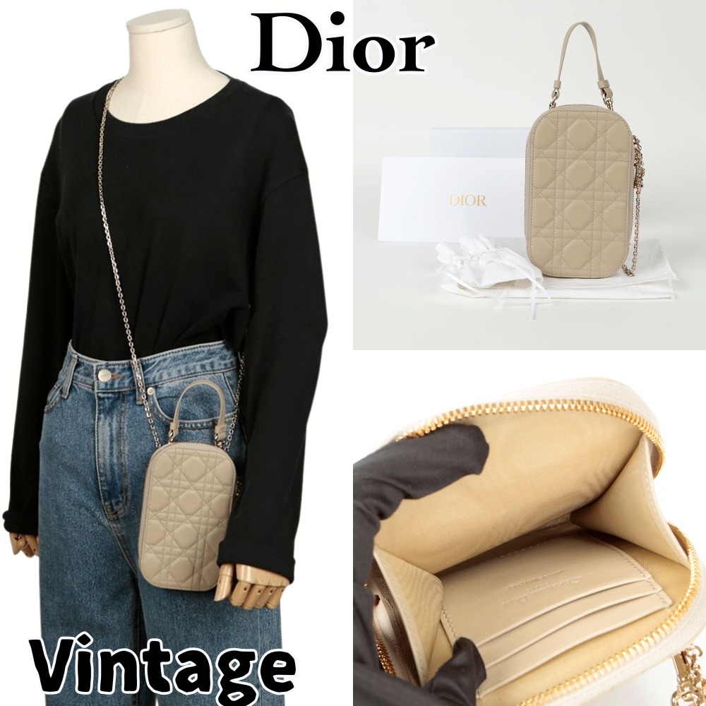 【ヴィンテージ】Rank:B☆Dior ベージュ フォンホルダー バッグ