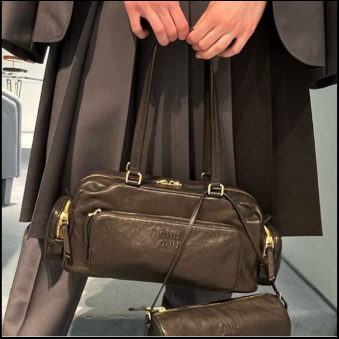 ◆大人気◆【MiuMiu】ポケット ウォッシュドナッパレザー バッグ