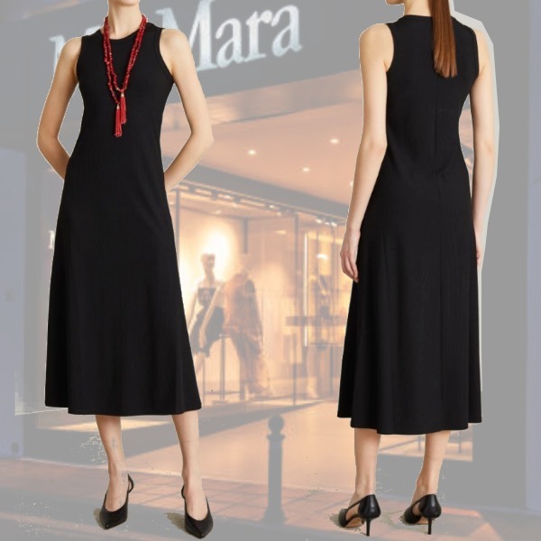 DT MaxMara ★ リブ ジャージー ドレス 1COLORE ブラック