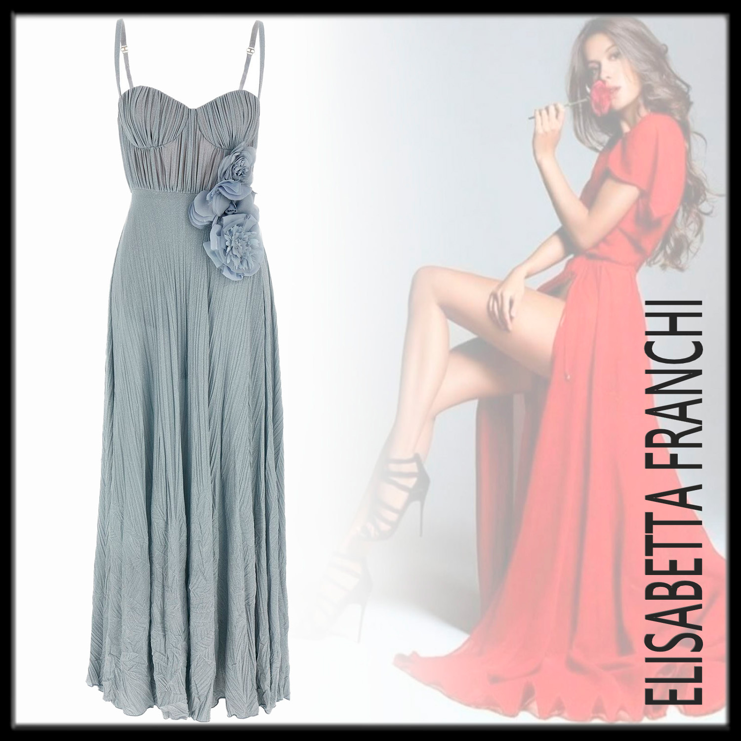 Elisabetta Franchi フラワー刺繍 Red Carpet ドレス