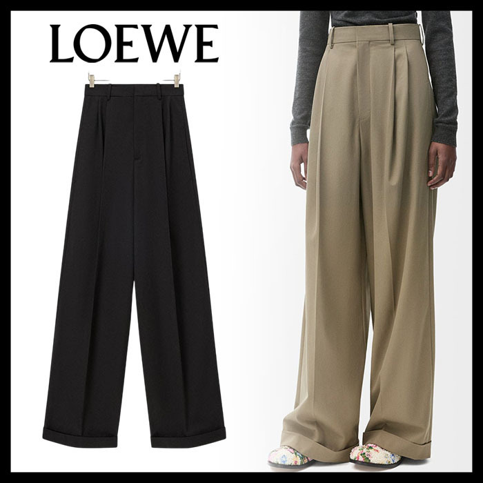 LOEWE直営店 コットンとシルクのプリーツパンツ