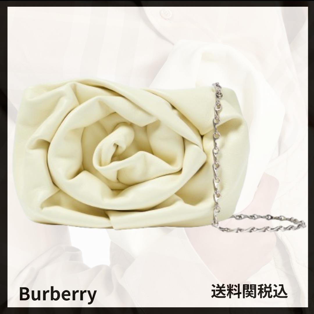 送料関税込★Burberry★ローズ・ギャザー・レザークラッチバッグ