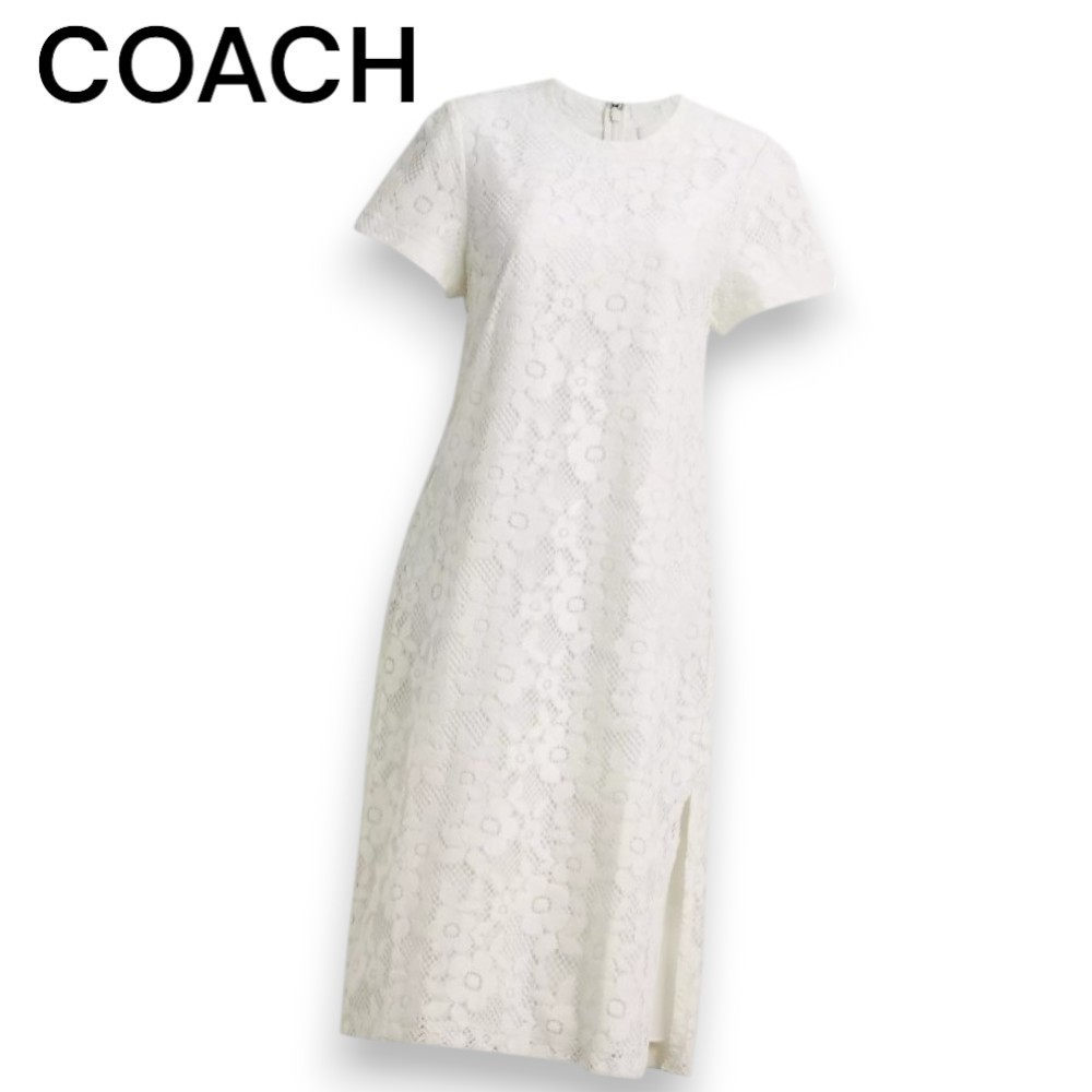 上品【Coach】レースの花が素敵♪ レースTシャツドレス