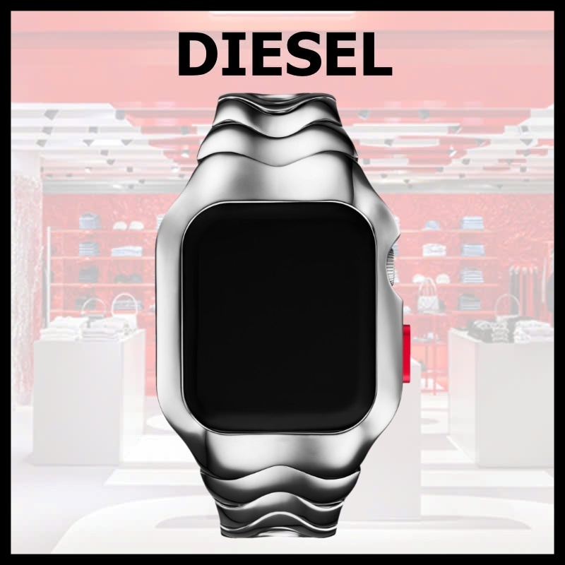 国内直営【DIESEL】DSS0024 Apple Watch用 ユニボディバンド 送料・関税込】DIESEL Apple Watch用 チールユニボディ、45mm