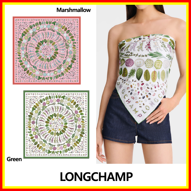 [Longchamp] Longchamp Herbarium Silk scarf 90 /追跡付