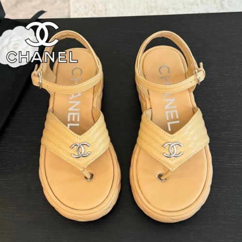 《25SS新作★希少カラー》CHANEL サンダル 厚底 ベージュ