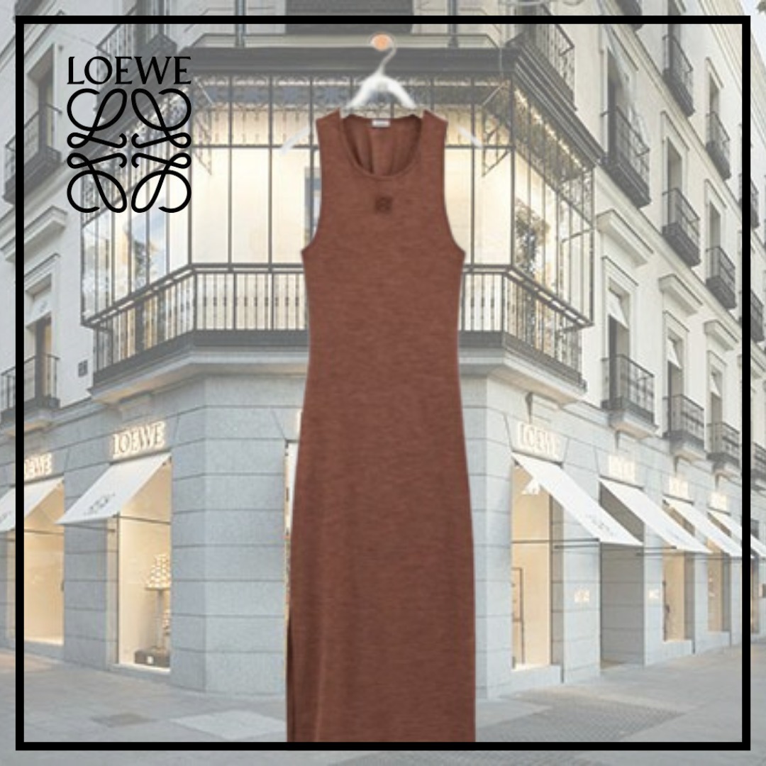 【LOEWE】アナグラム ノースリーブ ドレス★ブラウン★L