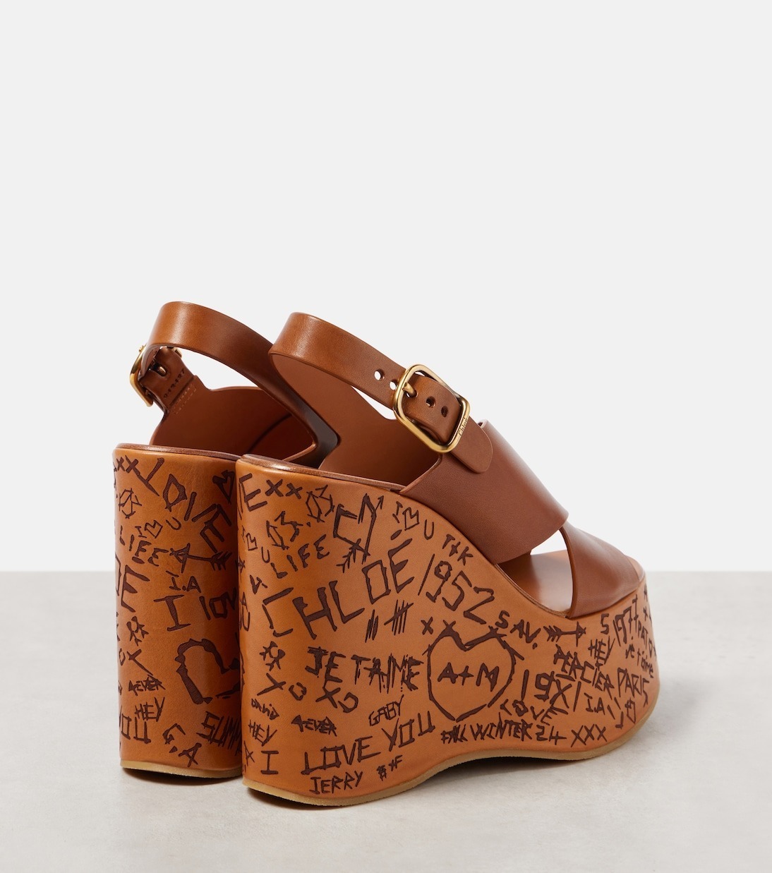 CHLOE クロエ ウエッジサンダル Maxime クリスクロスストラップ Chloé Maxime Wedge Sandal in Sunny brown | Chloé JO