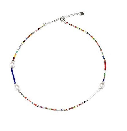[BLACKMUSE] 925Silver☆Pearl color mix choker