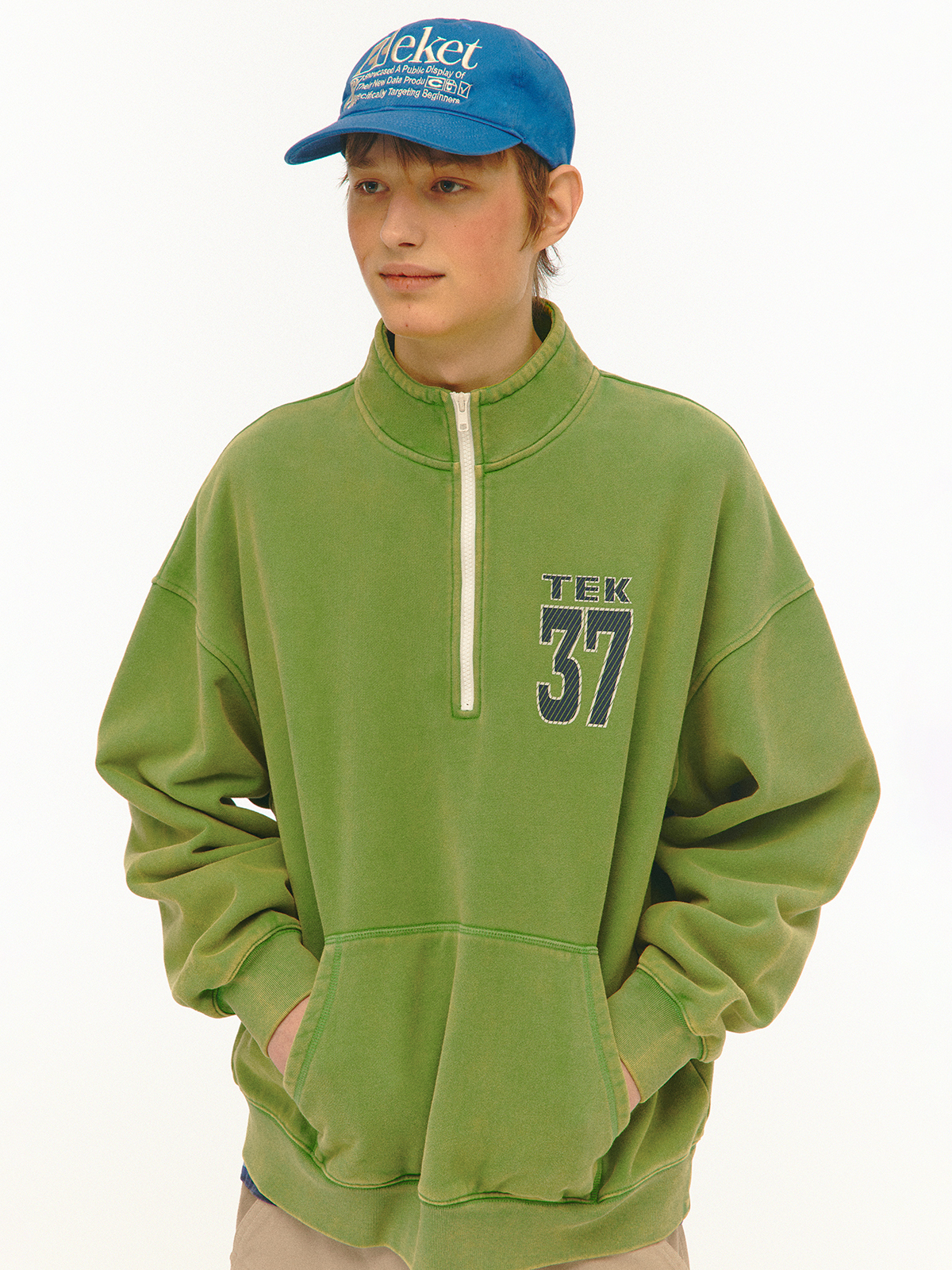 [teket] / ☆ 25SS TEK Half Zip-Up Sweatshirt / Green