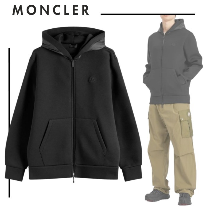 MONCLER モンクレール●異素材 ナイロンフード付ジップパーカー