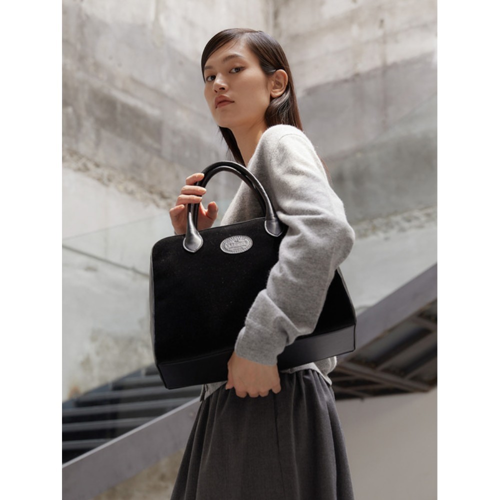 ★LE ABONNE★ VELVET TOTE MARION BAG_BLACK