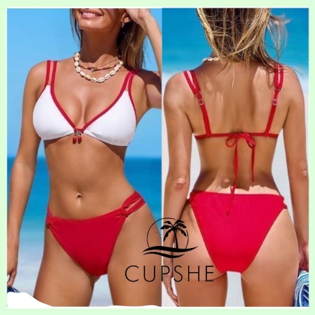 CUPSHE* チェリー チャーム ビキニ 水着 上下セット 送料関税込