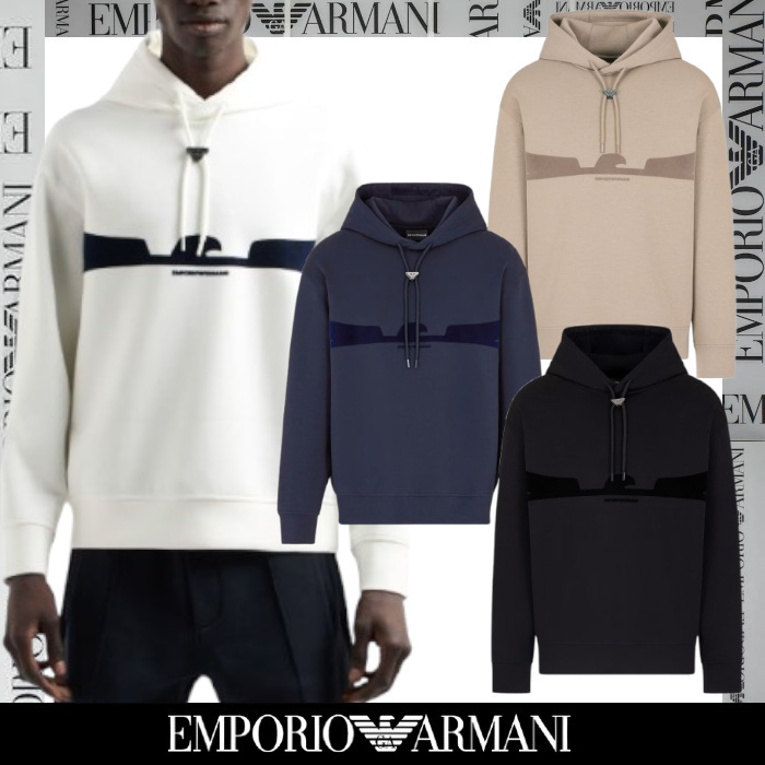 EMPORIO ARMANI▼ASV フロックプリント フード スウェットシャツ