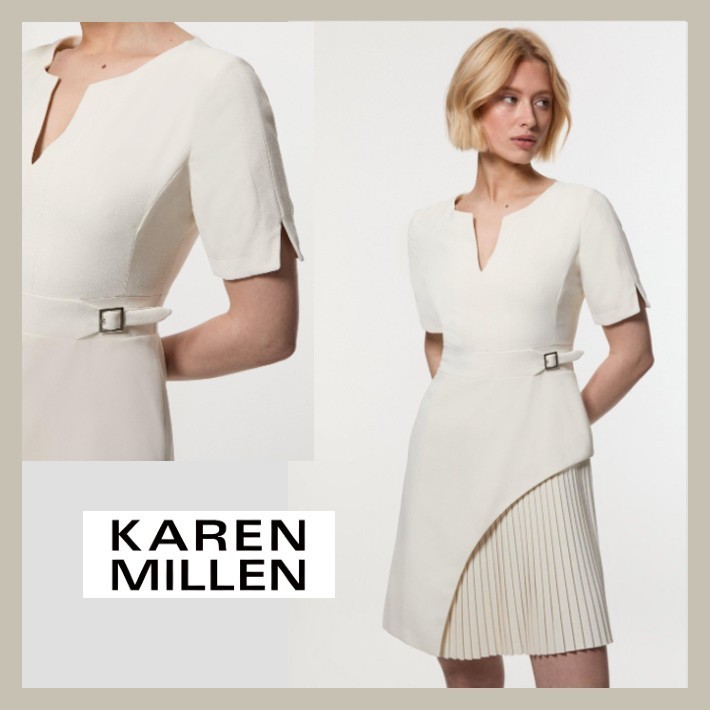 Karen Millen テイラー ミリタリー プリーツ 上品 ドレス