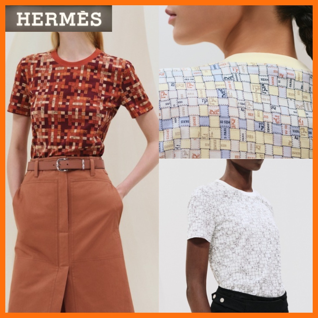 【エルメスロゴ柄のチェック♪】HERMES ボルデュック Tシャツ