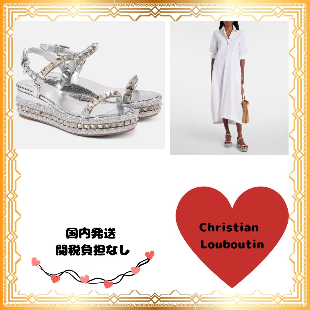 サンダル・ミュール Christian LouboutinPyraclou60studded leatherespadrillewedges