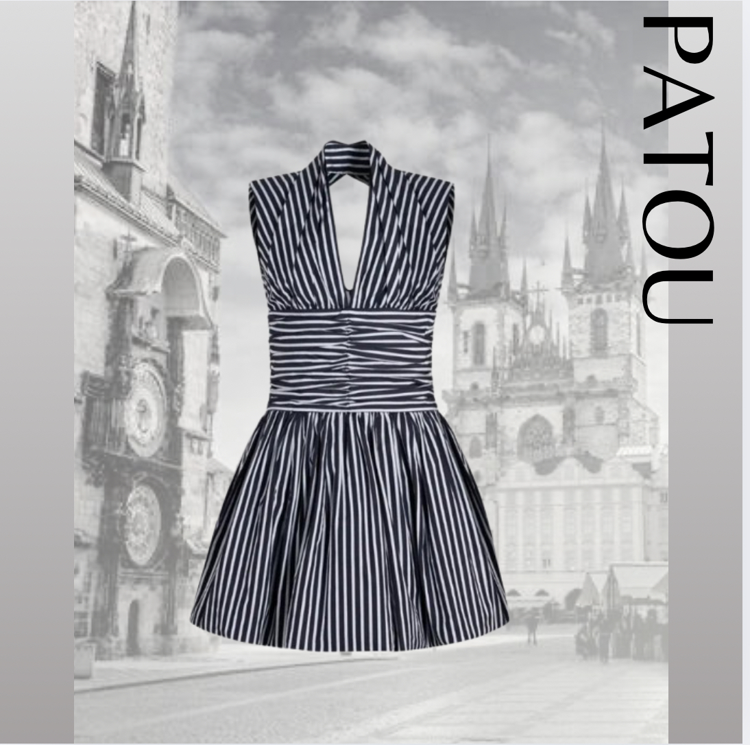 PATOU* コットン オープンバック バブル ミニドレス