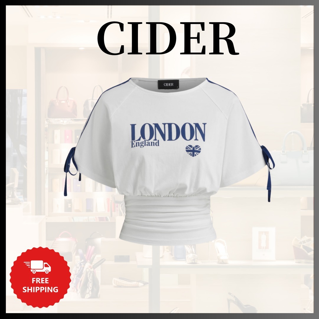 『Cider』コットン混紡 グラフィック サイドストライプ Tシャツ