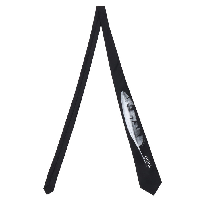 【YOHJI YAMAMOTO】 ARTWORK PRINTED SILK TIE -Quill-