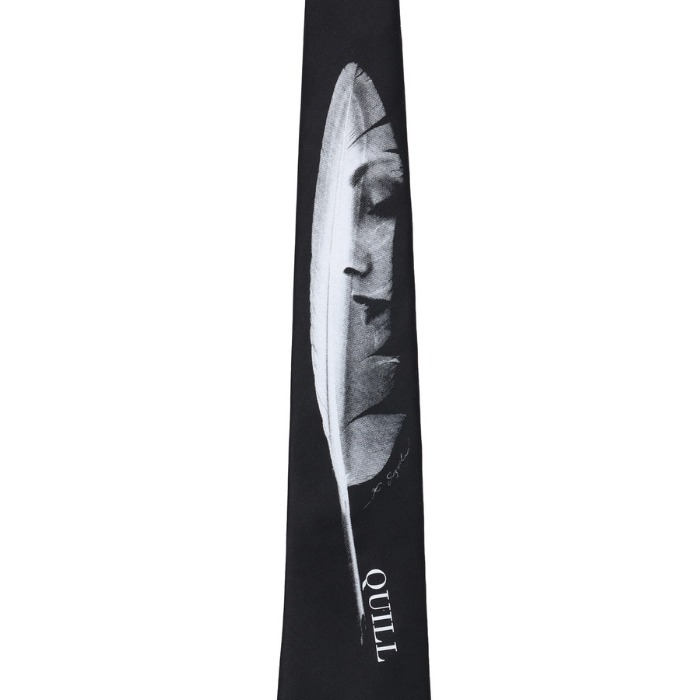 【YOHJI YAMAMOTO】 ARTWORK PRINTED SILK TIE -Quill-