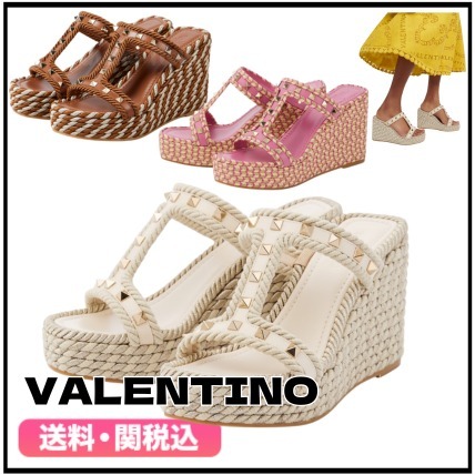 ★VALENTINO★ ロックスタッズ レザー ウェッジ サンダル 送関込