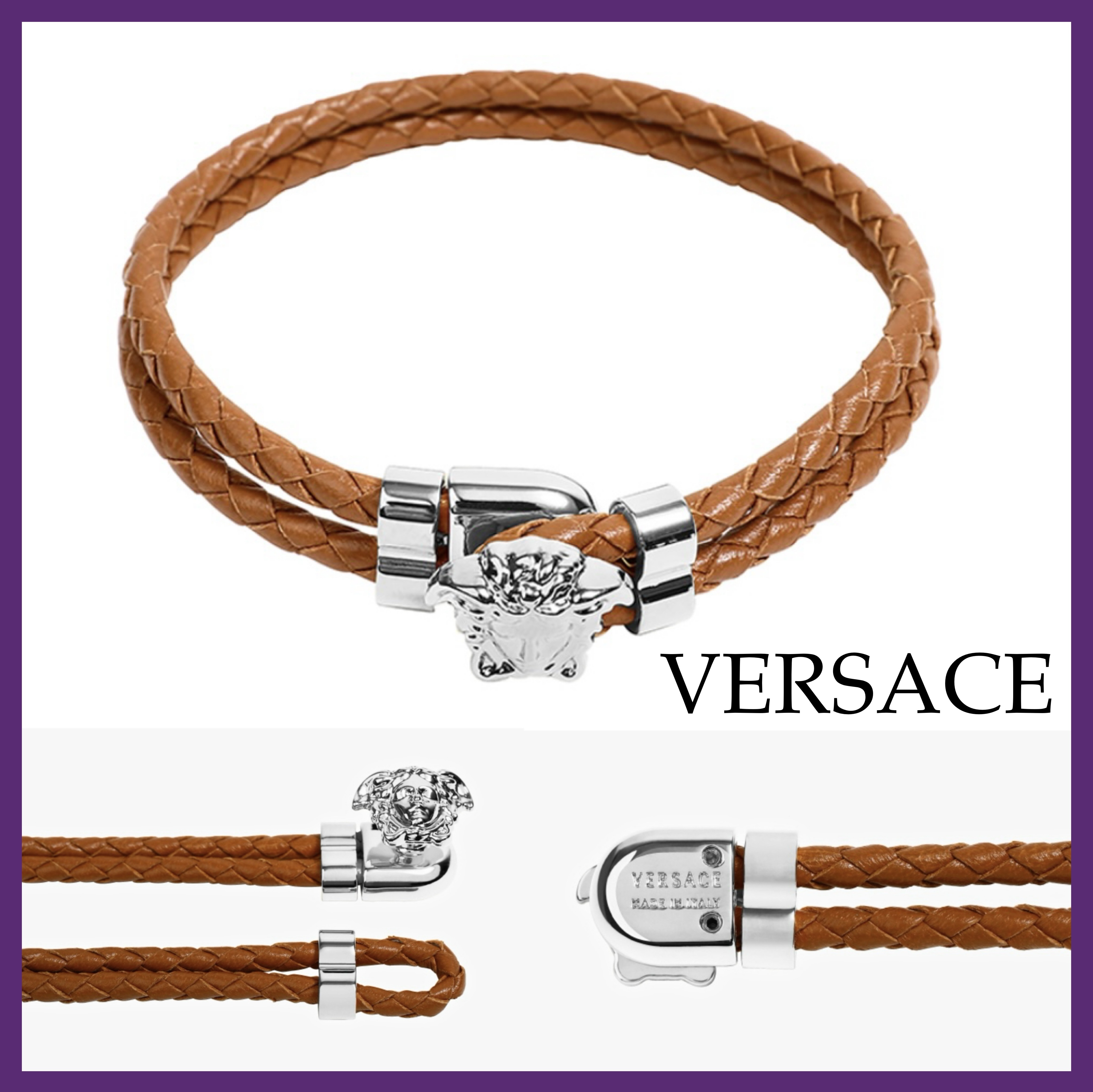 【関税込み】 ☆VERSACE☆ ラ メドゥーサ レザー ブレスレット