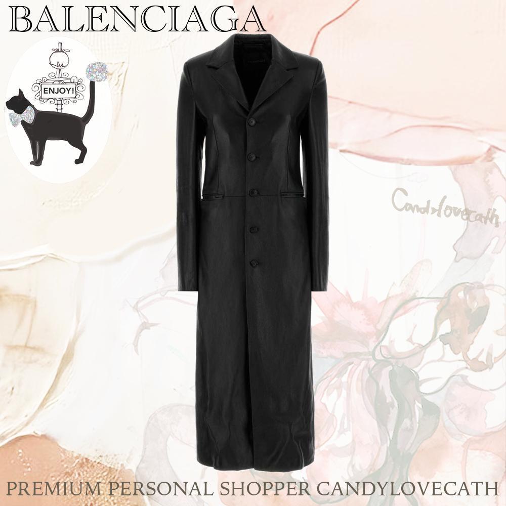 コート BALENCIAGA Black Leather Coat