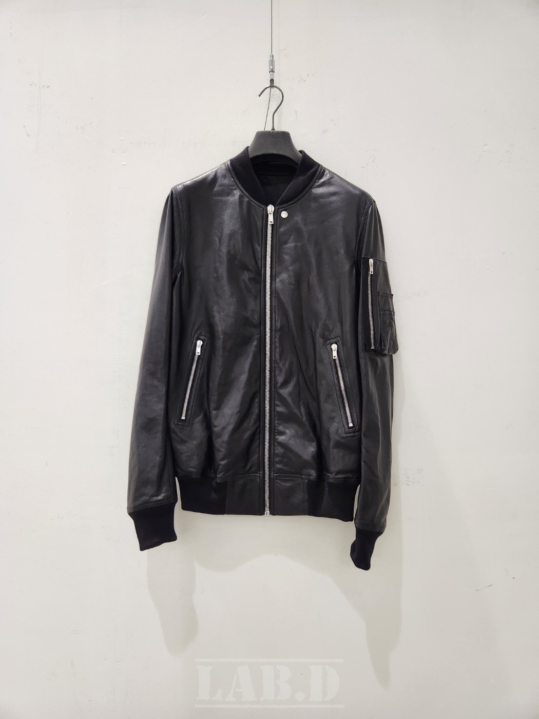 レザージャケット RICK OWENS | CLASSIC FLIGHT JACKET BLACK WAXY LAMB LEATHER