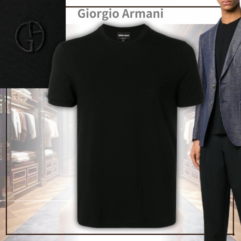 【Giorgio Armani】スリムフィット ロゴ刺繍Tシャツ
