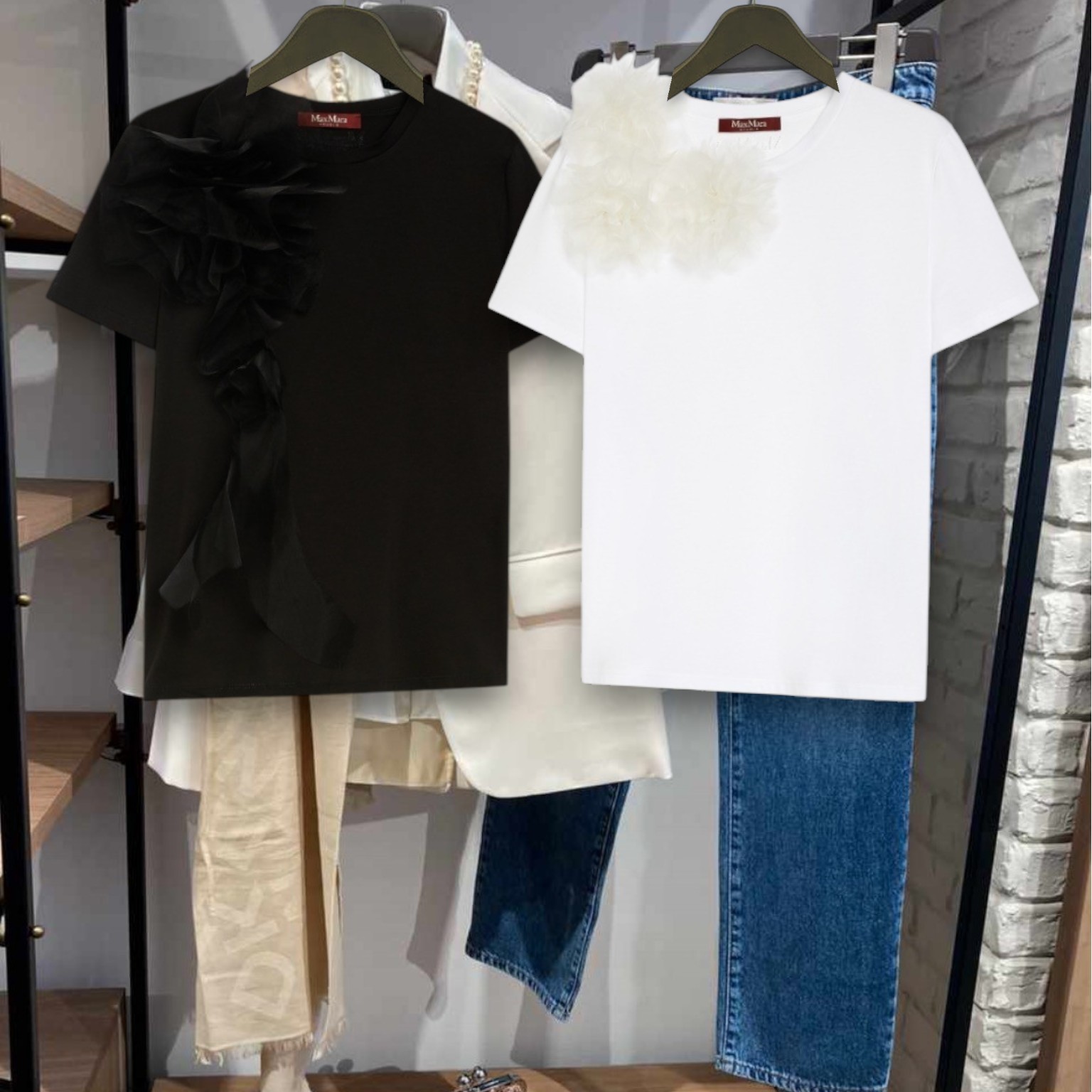 SUGHERO 刺繍入り ジャージーTシャツ