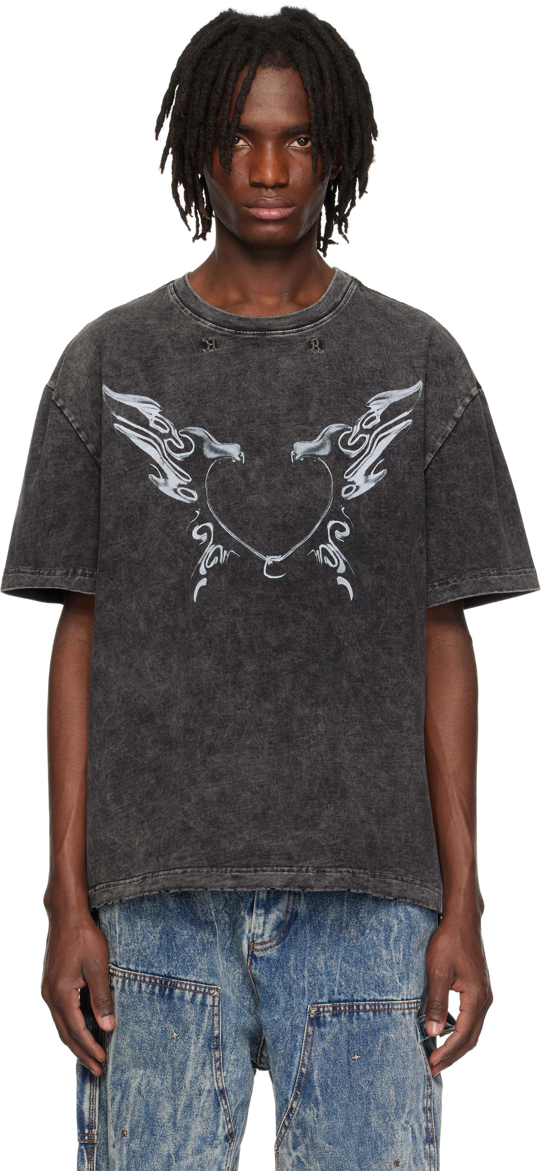 【関税込み】KUSIKOHC グレー Heart Tシャツ