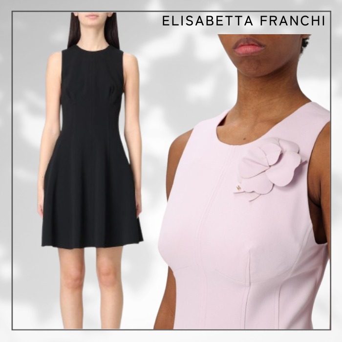 品薄☆【ELISABETTA FRANCHI】フラワーディテール フレアドレス